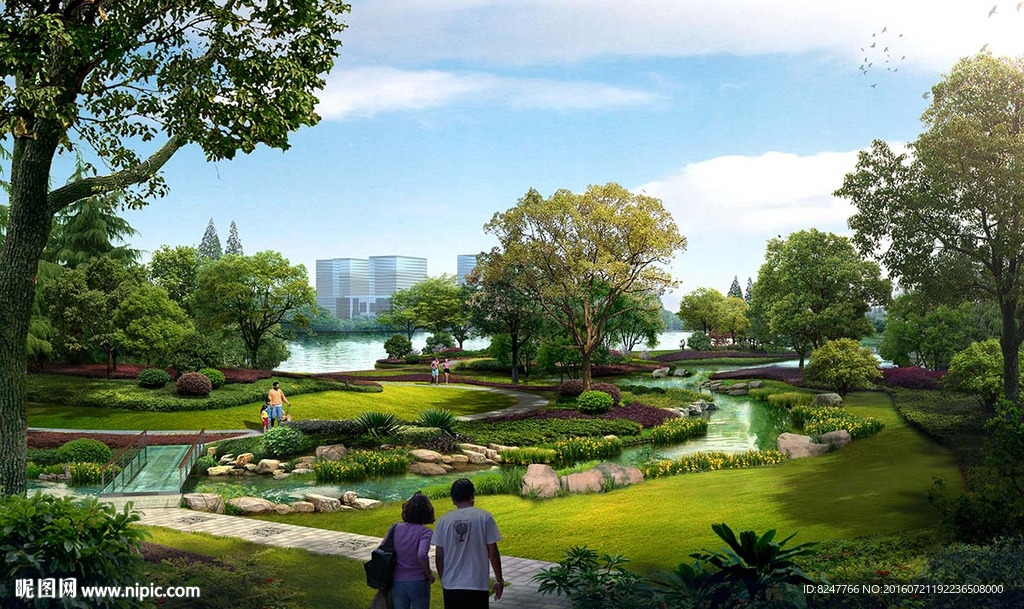 公园水景大灌木景观效果图