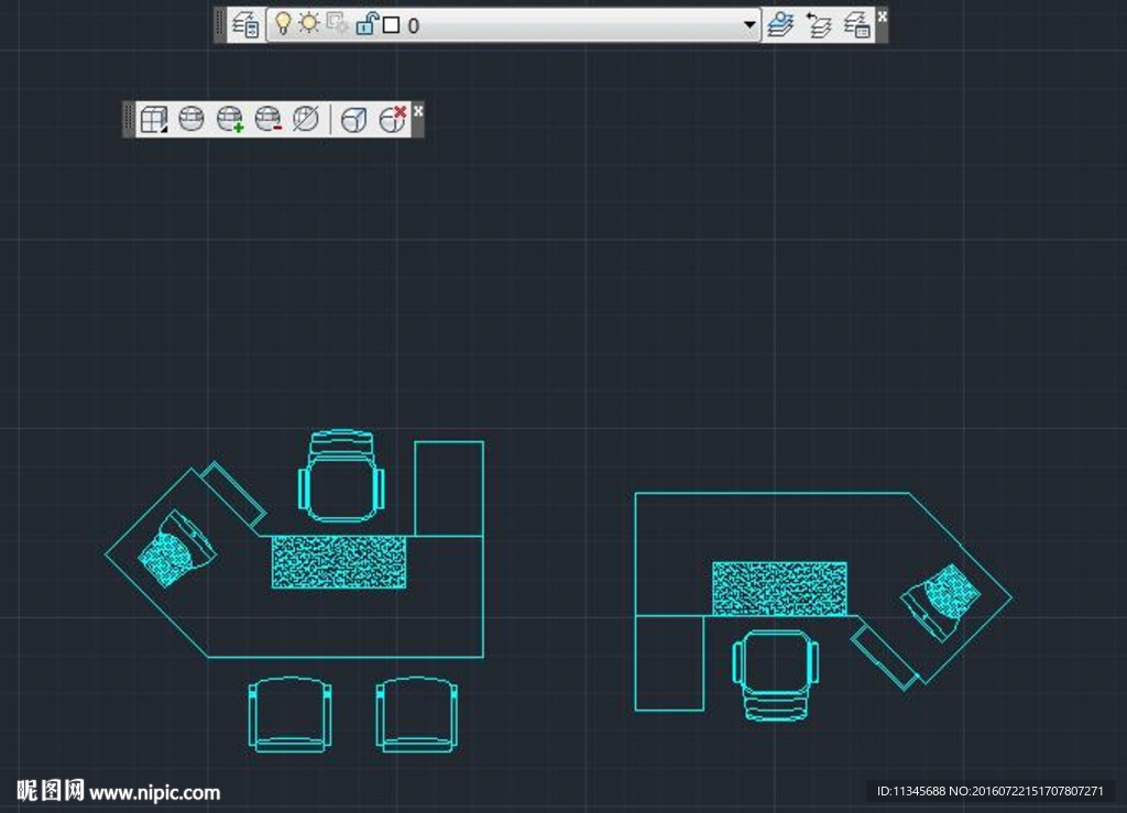 办公室电脑桌 cad