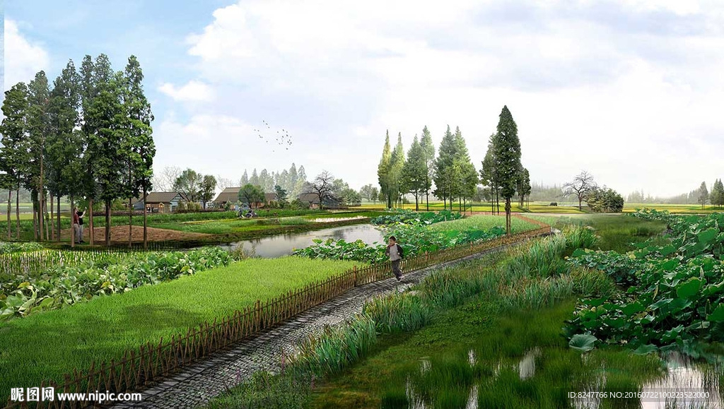 乡下田园休闲区景观效果图