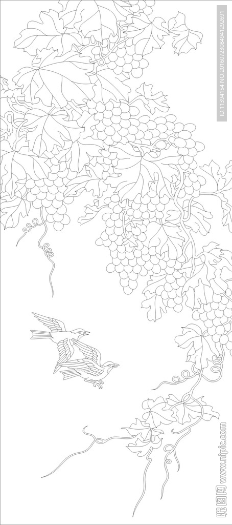 葡萄 雕刻图