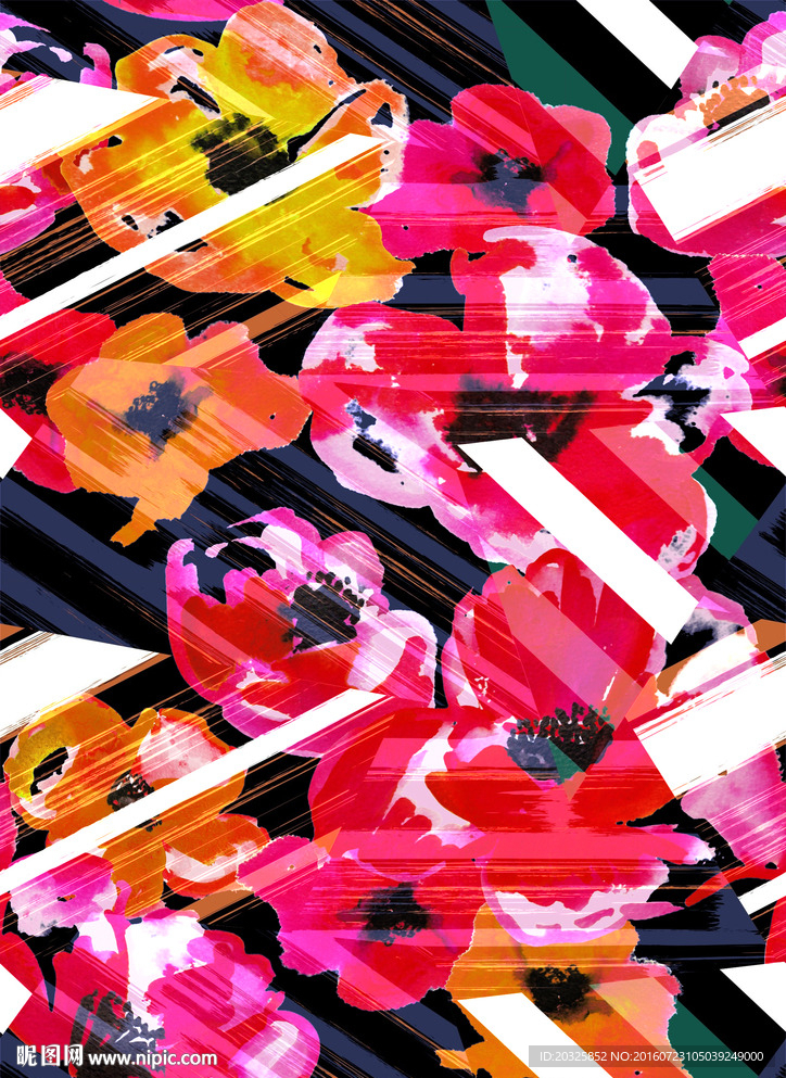 原创时尚几何花卉大花组合