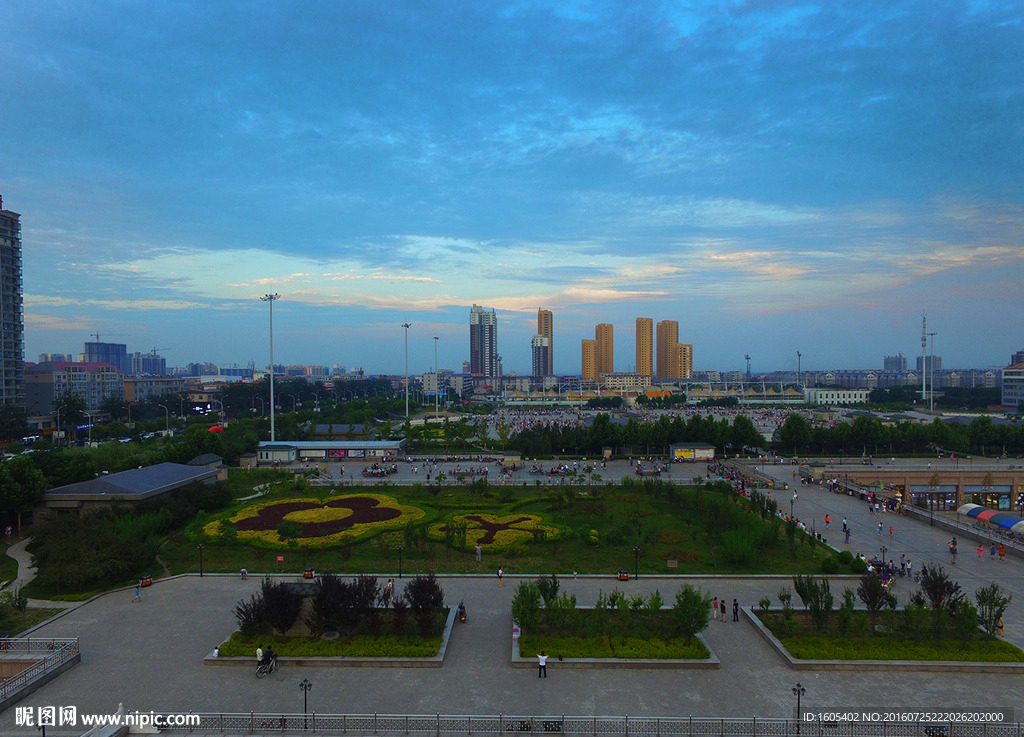 汾阳城市广场航拍鸟瞰