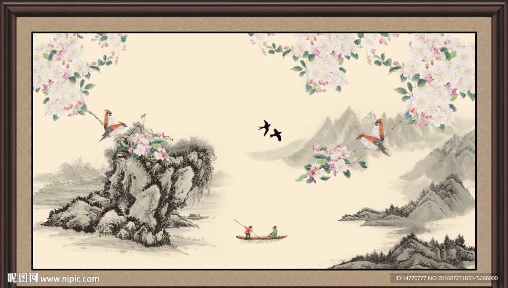 水墨花鸟国画