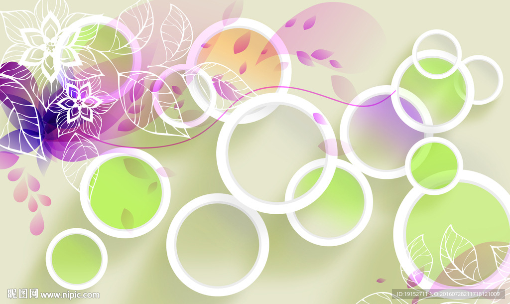 3D圈圈梦幻花背景