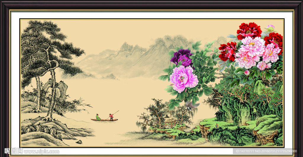 国画风景 牡丹