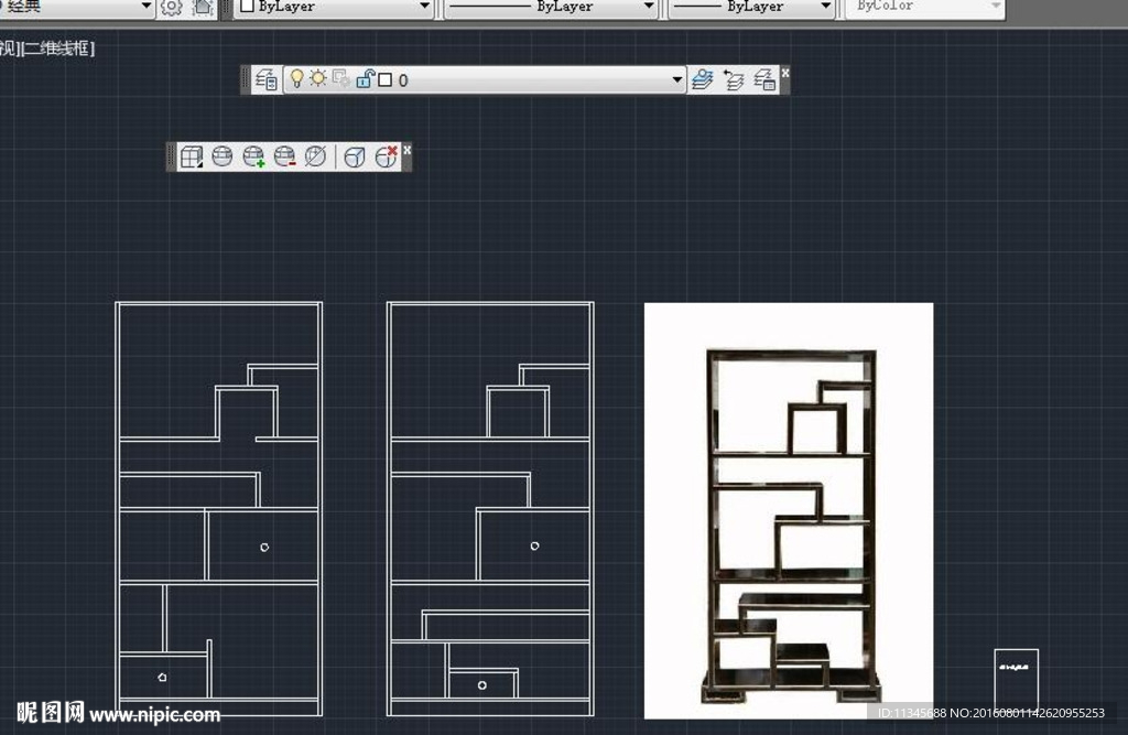 板式博古架进门隔断 cad