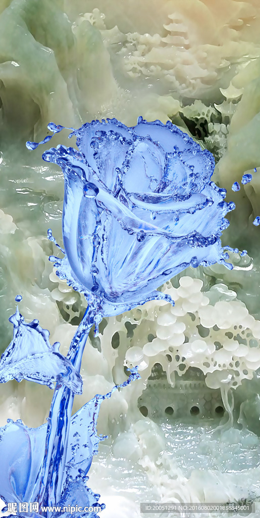 3d玉雕玫瑰背景墙