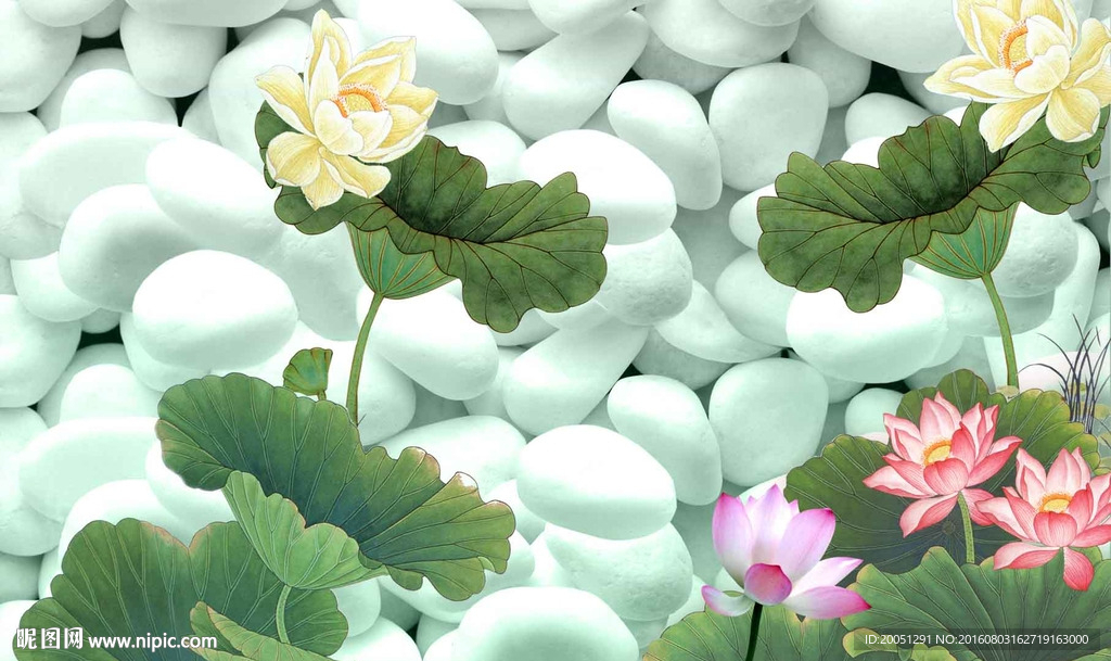 3d荷花背景墙