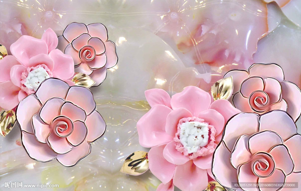 玉雕立体花朵