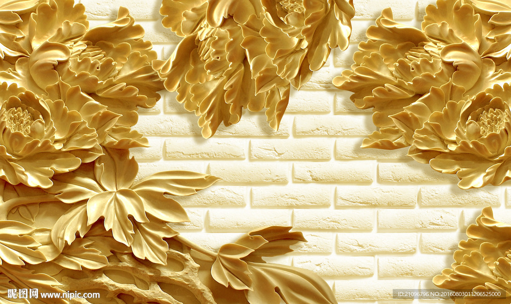 木雕牡丹背景墙