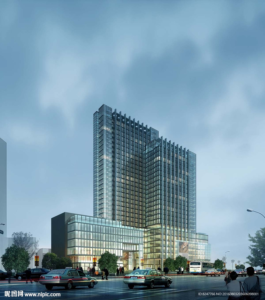 购物办公阴天建筑效果图