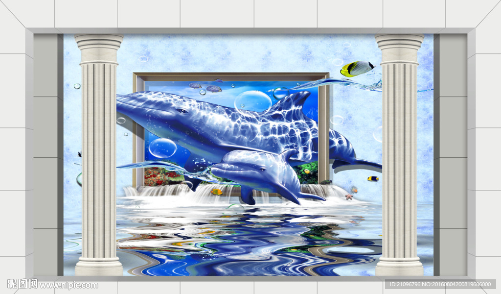 3d海豚背景墙