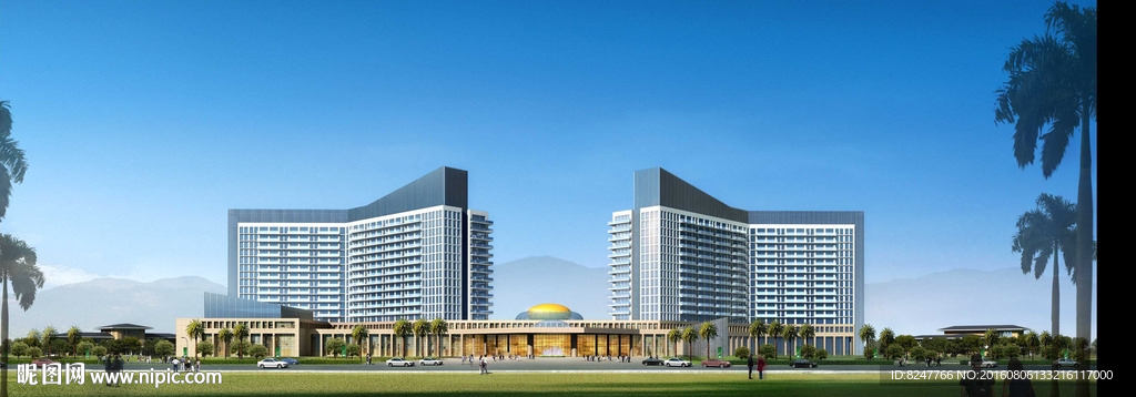 机翼型商务大厦建筑效果图