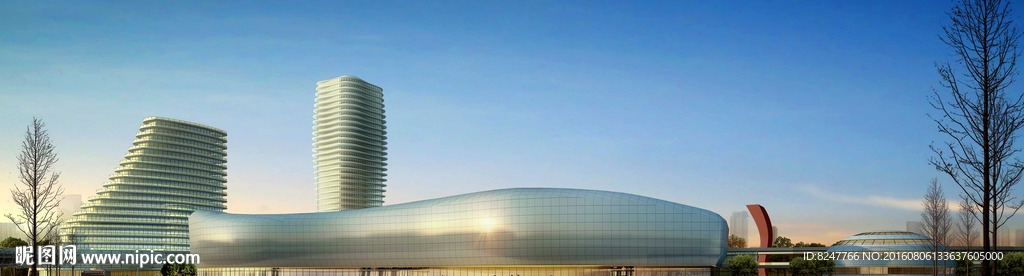 鲸鱼型会展中心建筑效果图