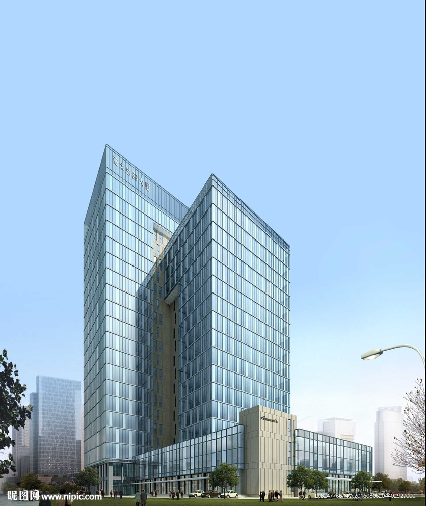 商务玻璃大厦办公楼建筑效果图
