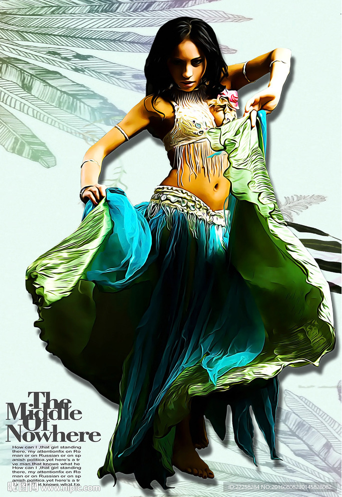 舞蹈少女插画分层