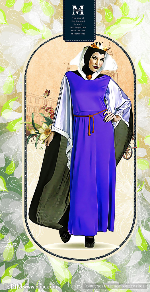 复古欧洲女人插画分层