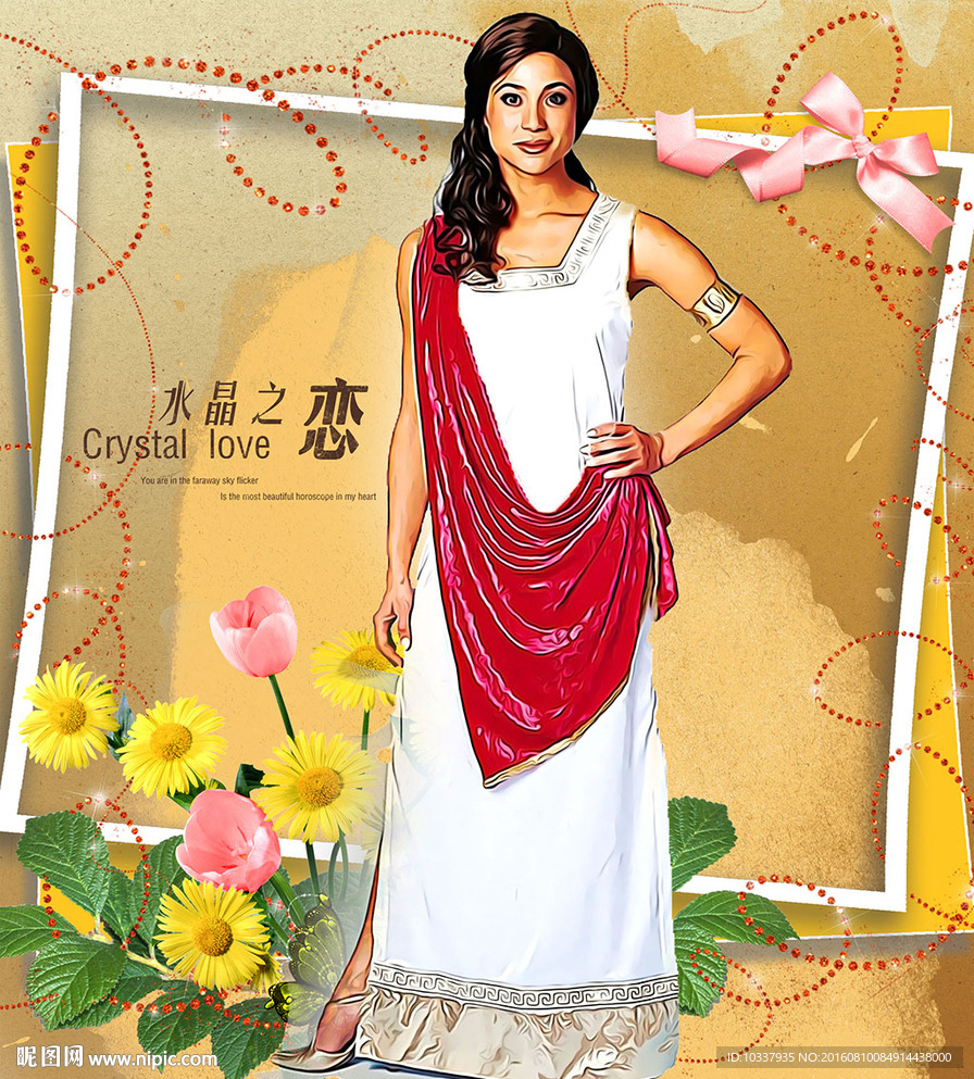 复古欧洲女人插画分层图片