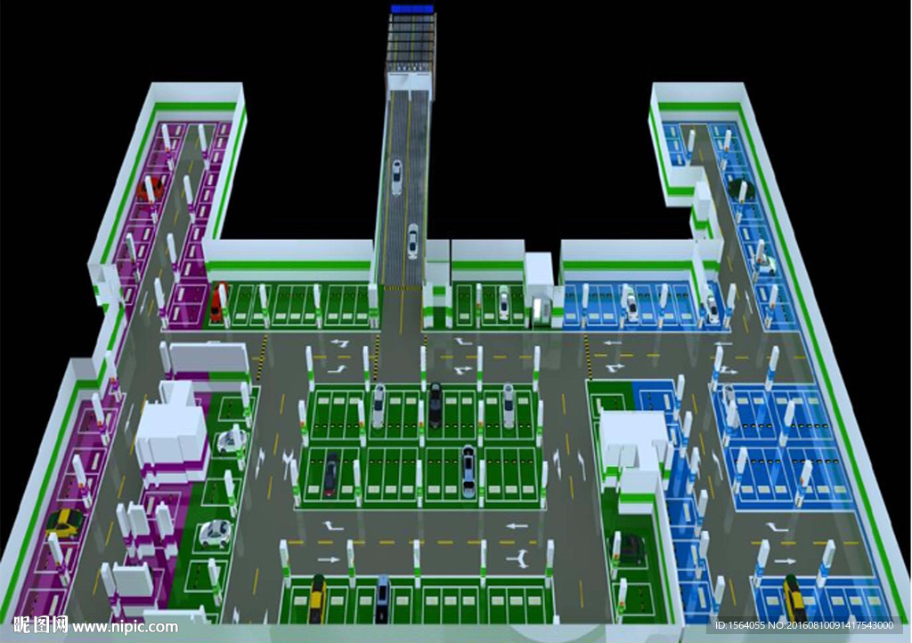 地下停车场3D 停车场俯视图