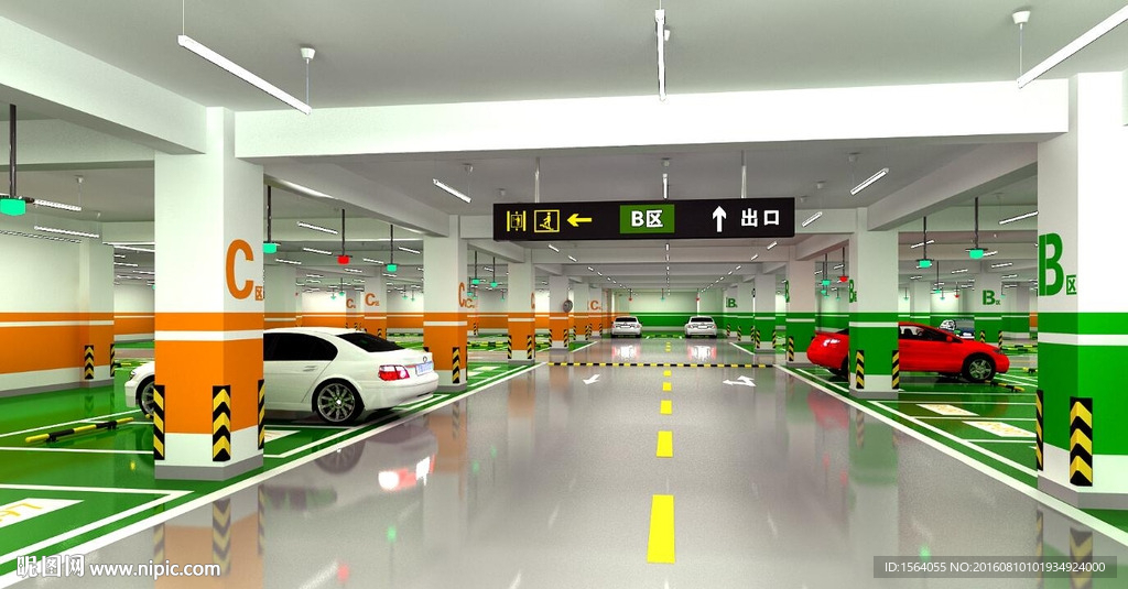 3D地下停车场效果图