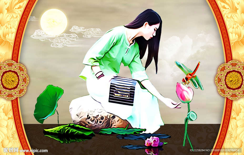 茶道少女插画