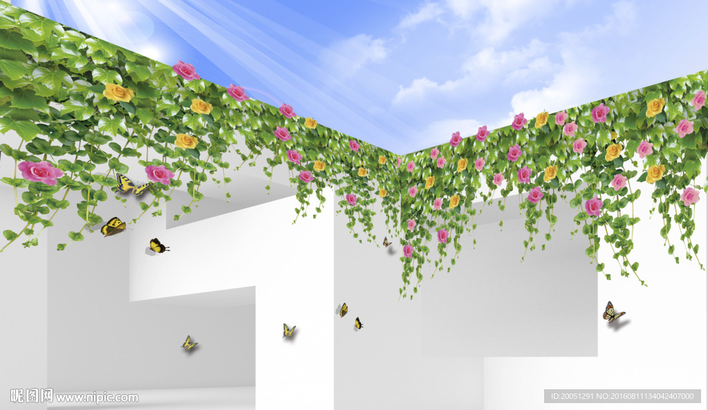 3d背景墙 花藤