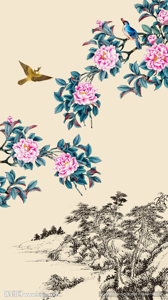 国画玄关背景墙