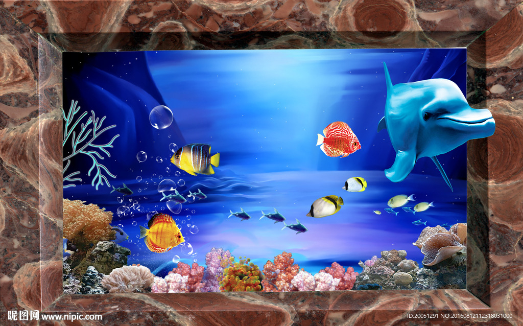 3d背景墙 海豚