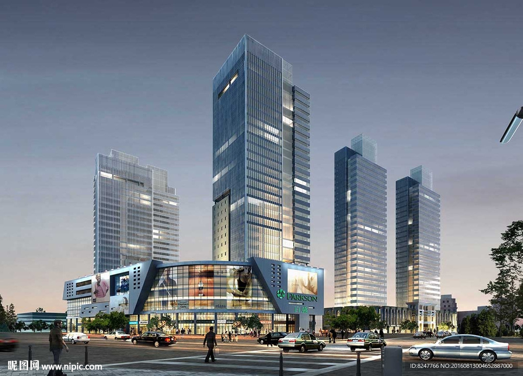 购物广场住宅区建筑效果图