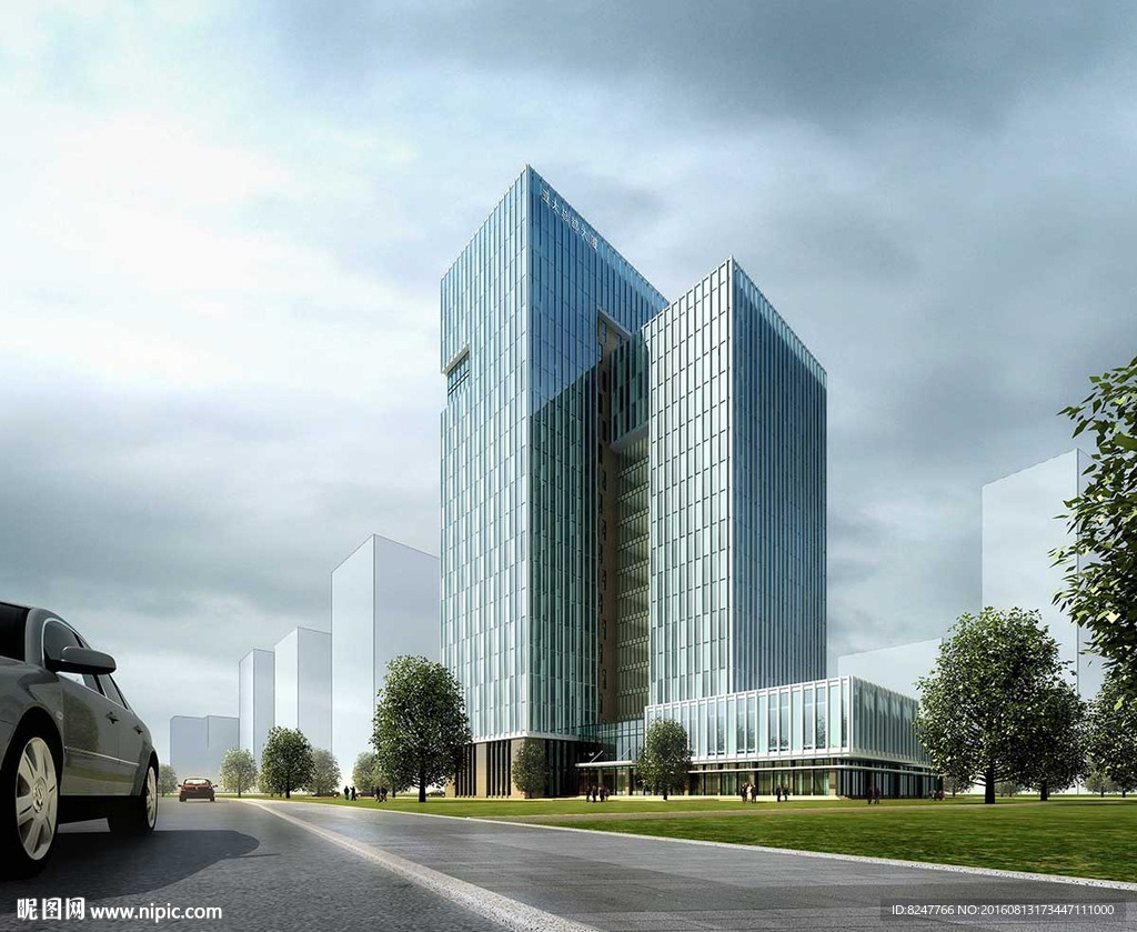 现代建筑商务大厦建筑效果图