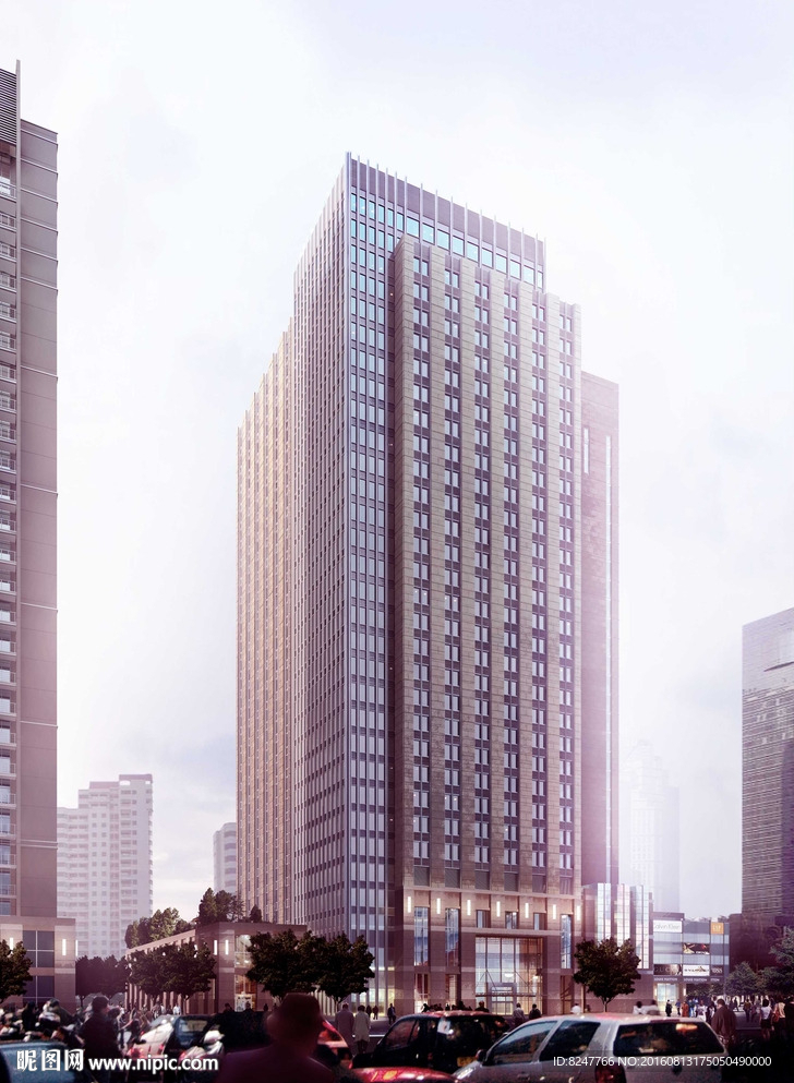沿街商务办公区建筑效果图