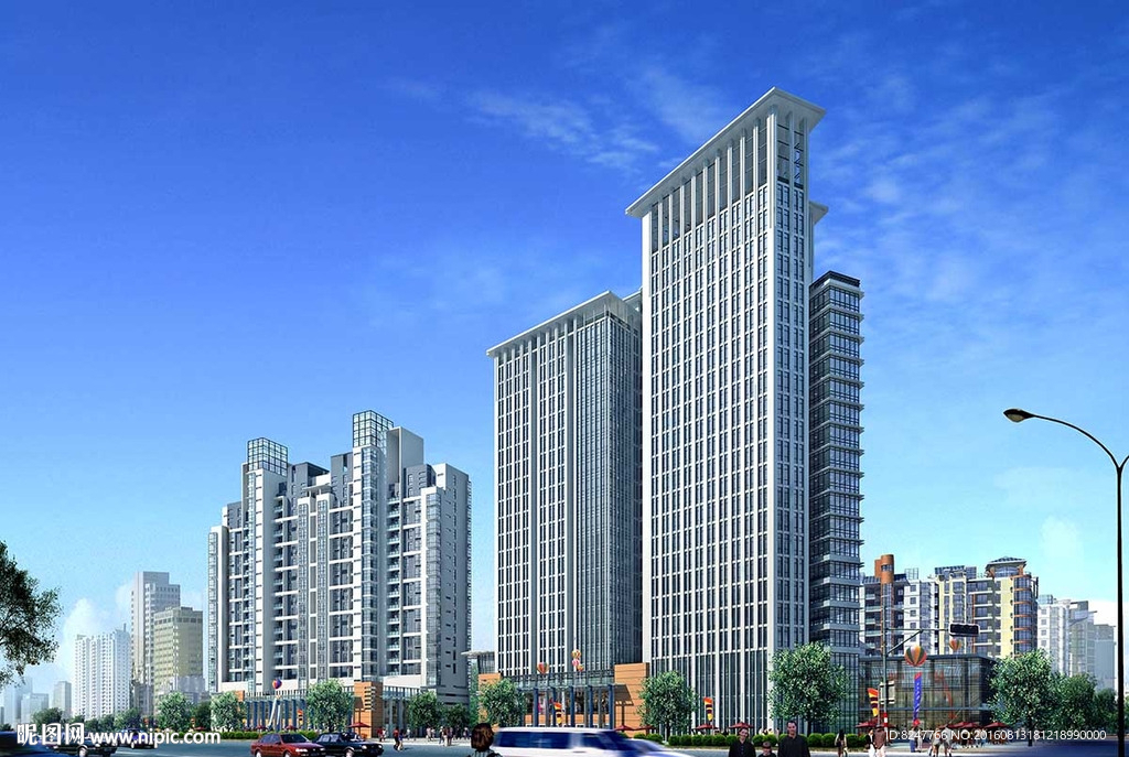 住宅楼商业街建筑效果图