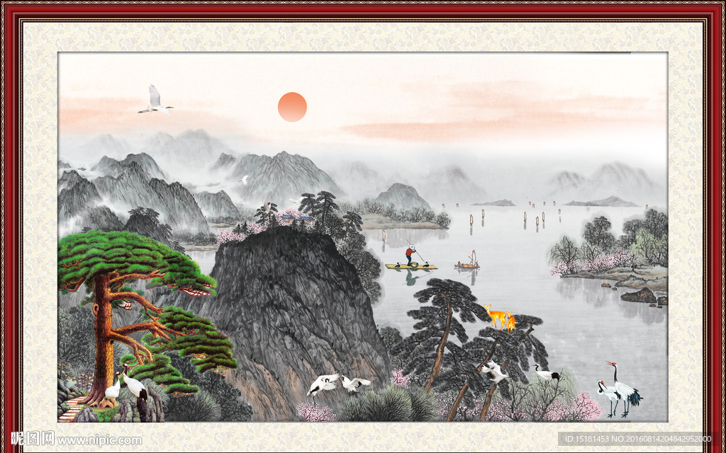 国画迎客松
