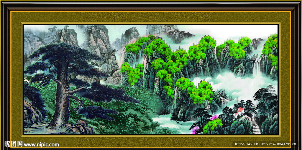 国画迎客松