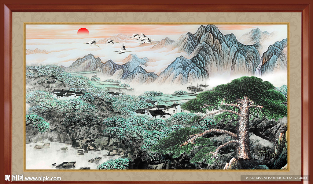国画风景 迎客松