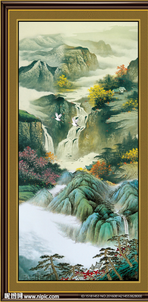 国画山水 流水生财