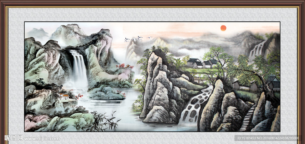国画山水 流水生财