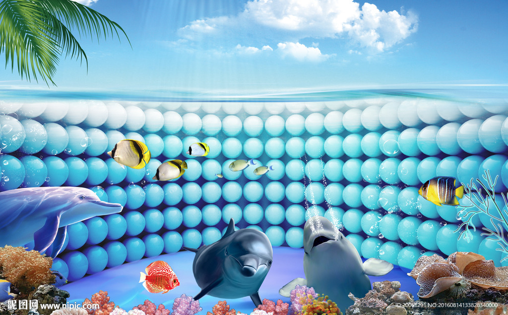 3d海豚背景墙