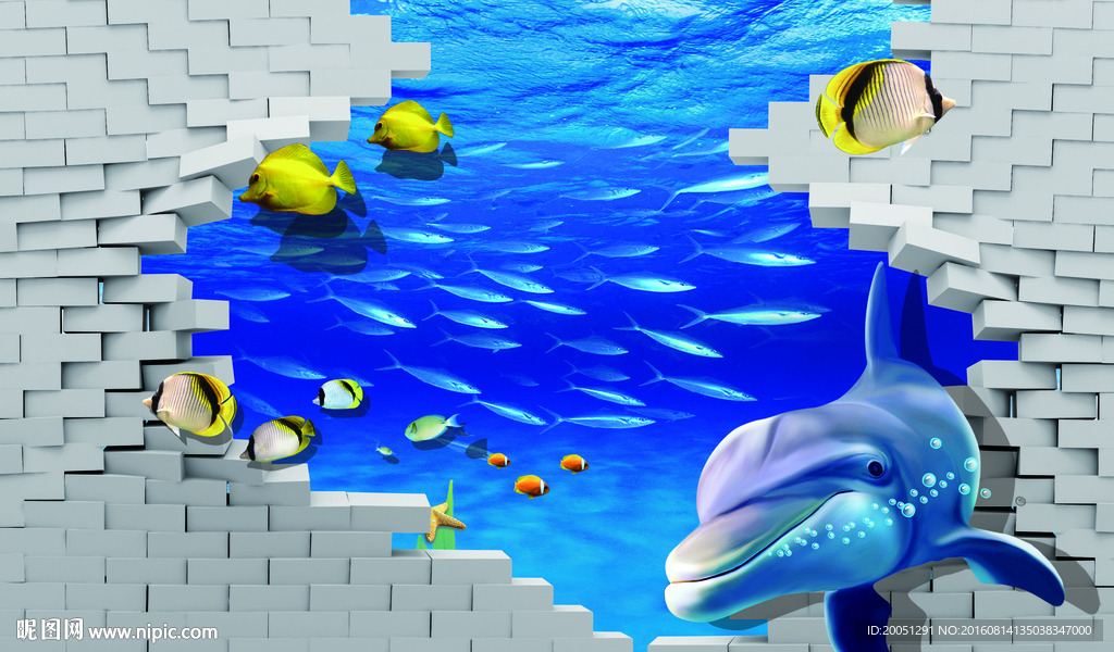 3d背景墙 海豚