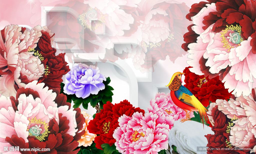 花开富贵背景墙