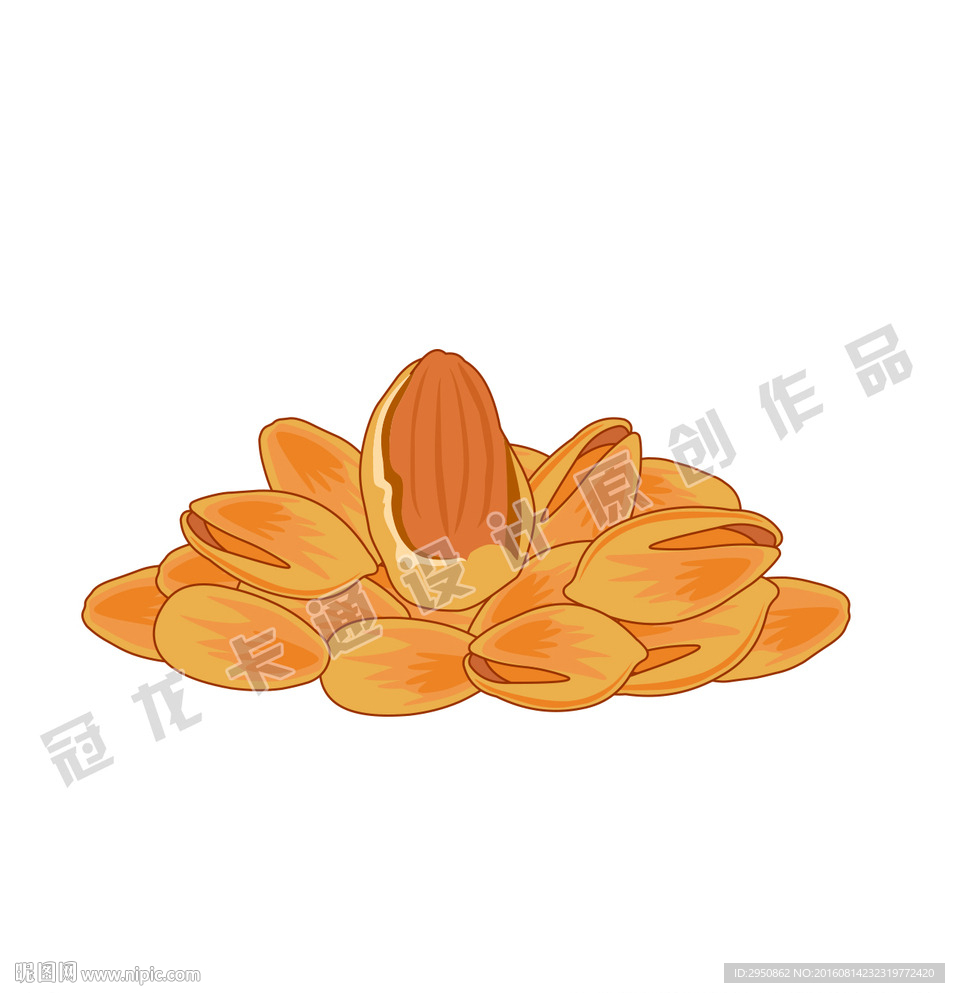 手绘巴旦木矢量插图