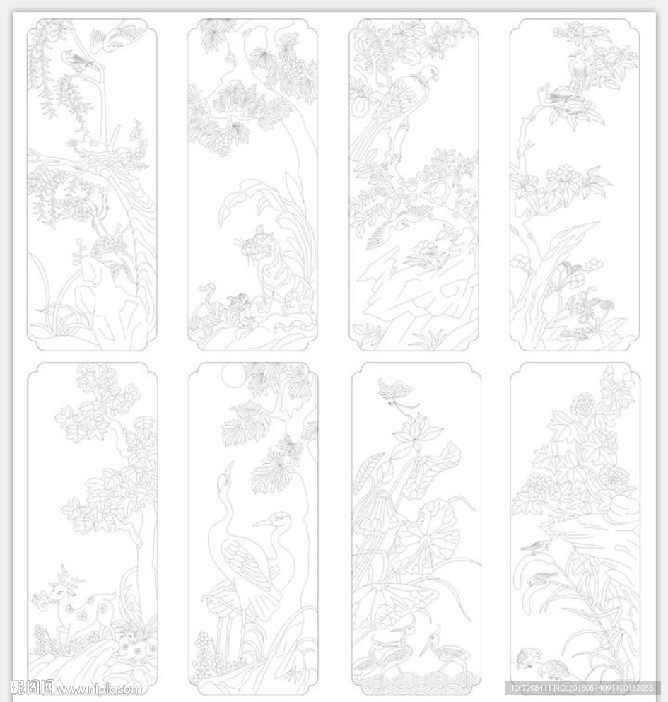 线描花鸟草虫