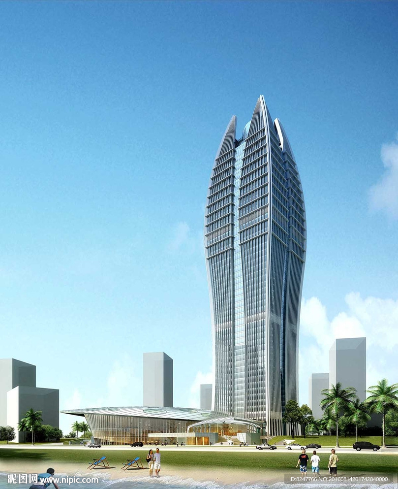 海边酒店建筑效果图