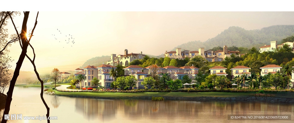 山水间别墅群建筑效果图