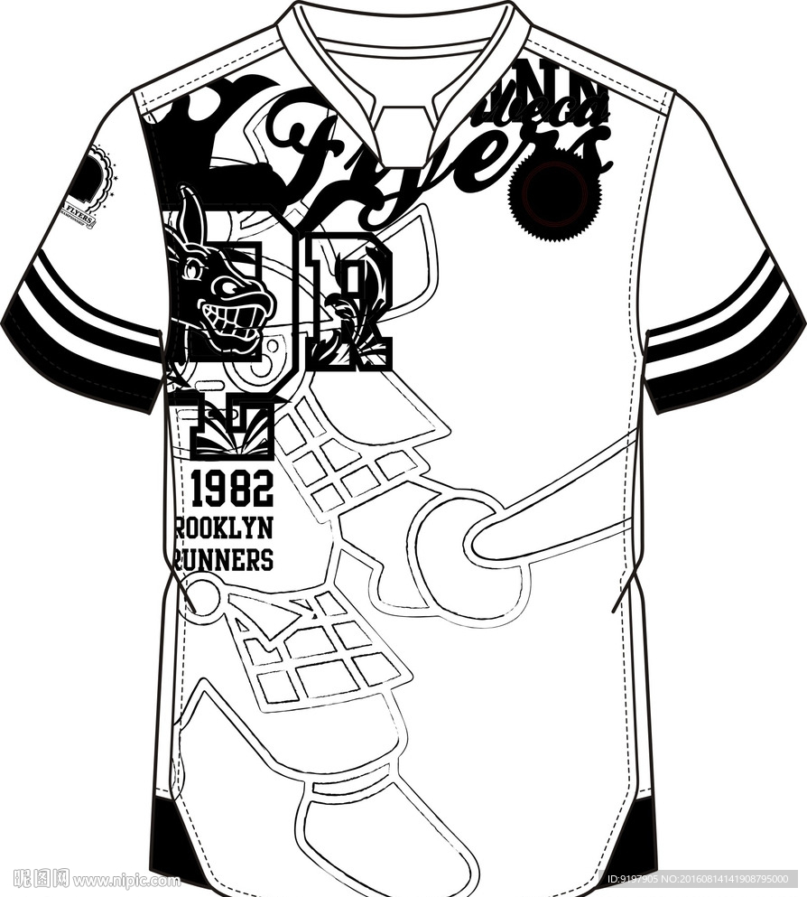 T恤设计图 服装设计  印花图