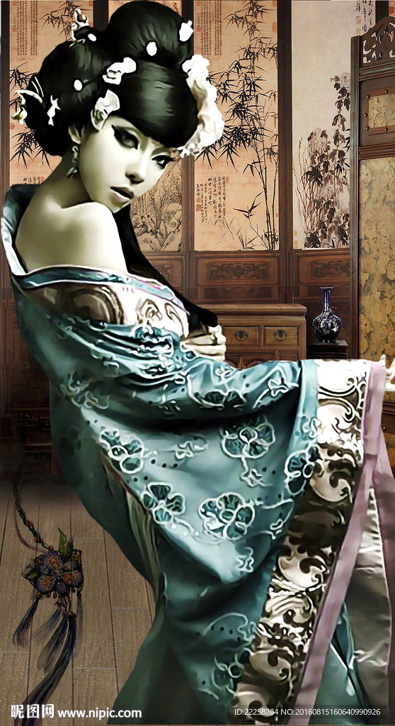 古装美女插画分层图
