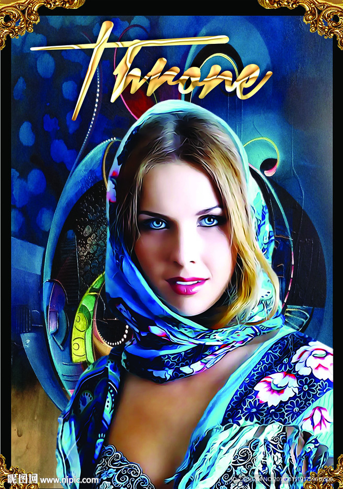 丝巾女人装饰画