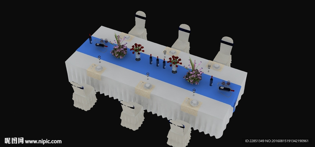 西式餐桌 模型