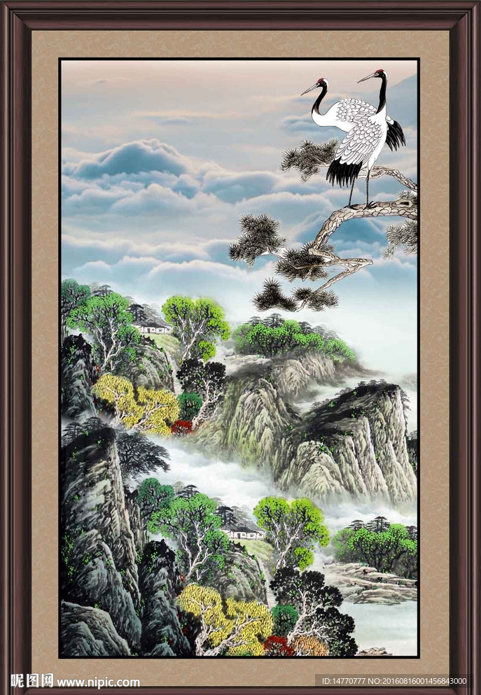 仙鹤国画图