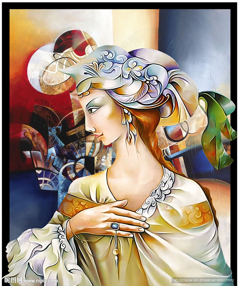 丝巾女人装饰画